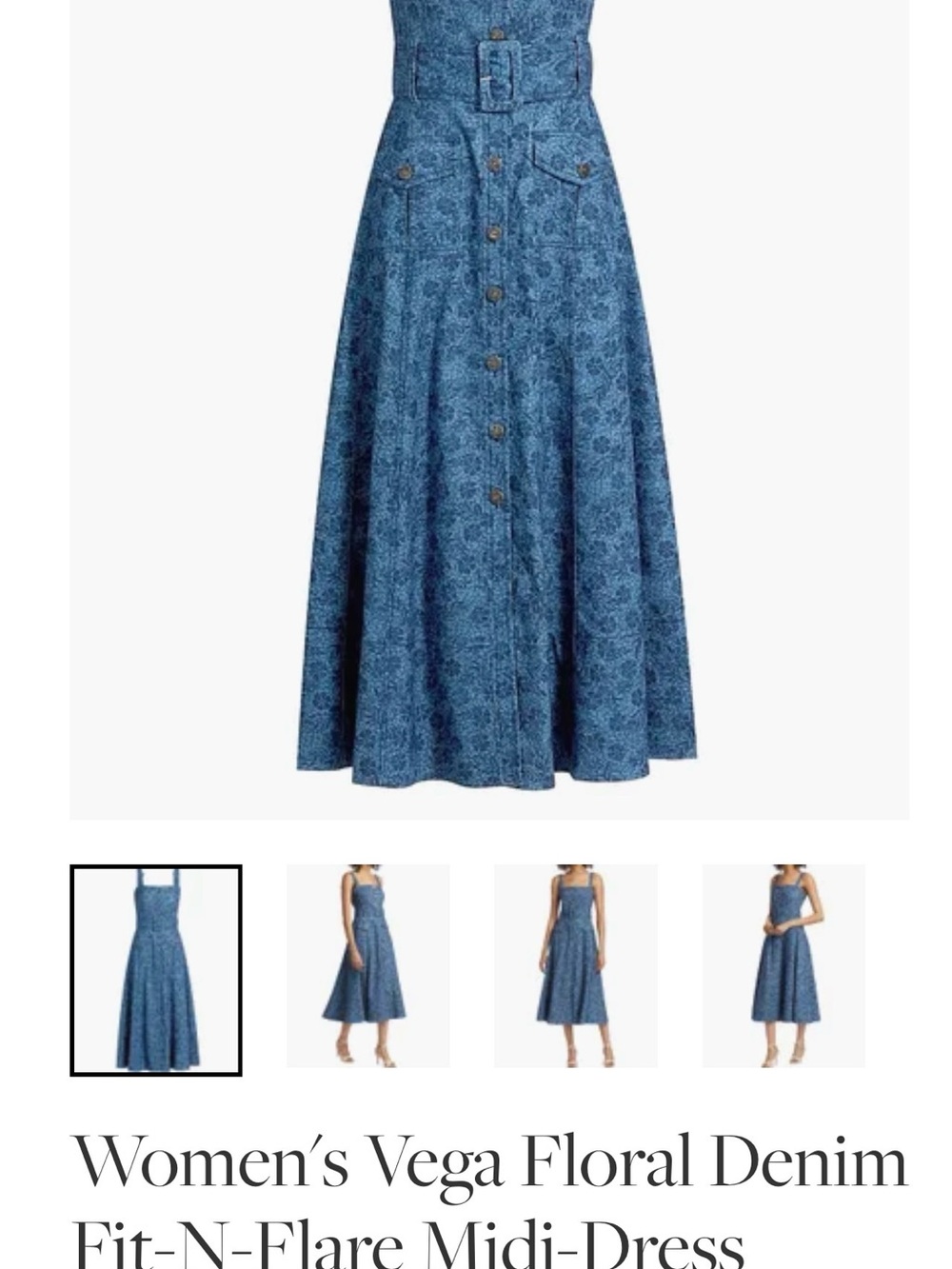 cinq à sept Blue Floral Denim Midi Skirt with Belted Waist - Picture 1 of 2